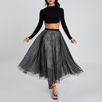 今週限定　lig. tulle skirt Amazon.com: Women Sheer Tutu Tulle Skirt Elastic High Waist